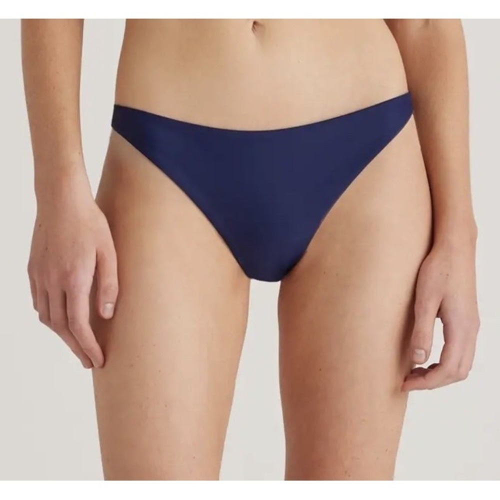 NEW Quince‎ Italian Low Rise Bikini Bottom Small Navy Blue Swim UV Protection